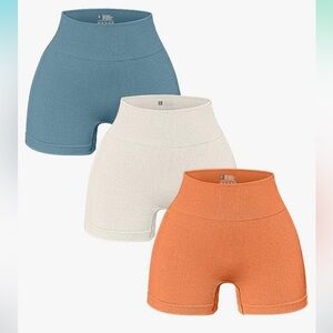 OQQ Women 3 Pcs Yoga Shorts Ribbed Seamless Workout
High Waist Athletic Leggins